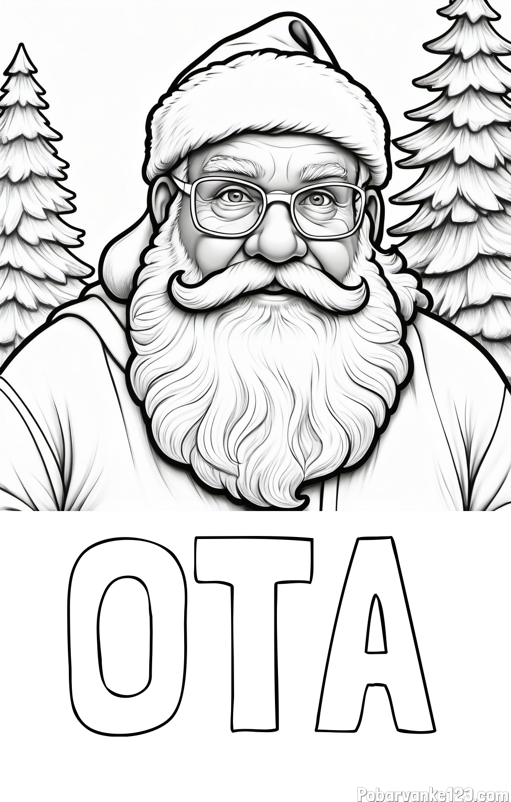 Pobarvanka imena OTA in pobarvanka Božička z očali