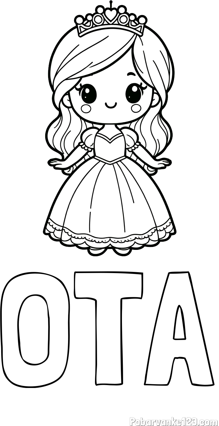 Pobarvanka imena OTA in pobarvanka ljubke princeske