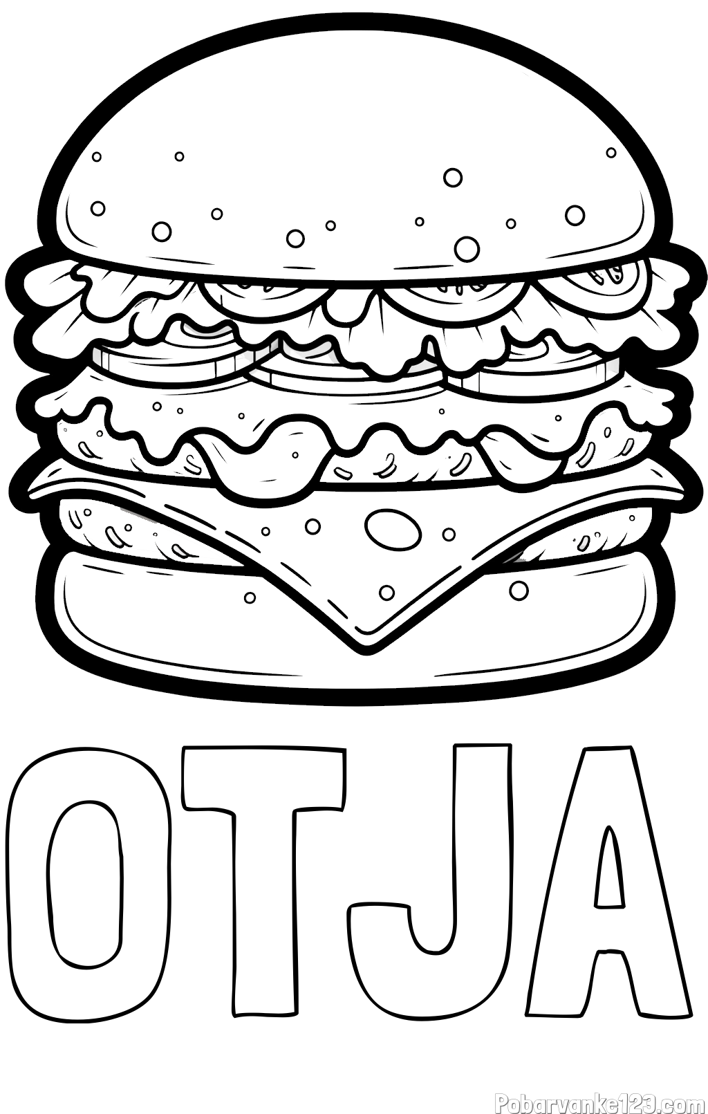 Pobarvanka imena OTJA in pobarvanka hamburger