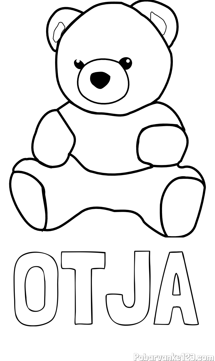 Pobarvanka imena OTJA in pobarvanka medvedka