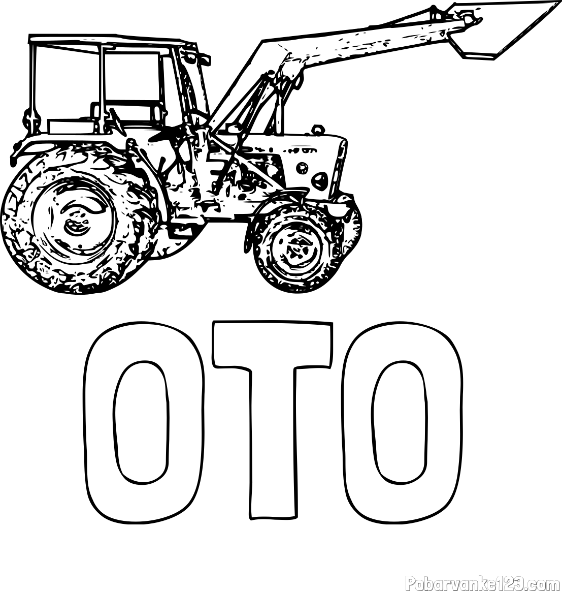 Pobarvanka imena OTO in pobarvanka starega traktorja