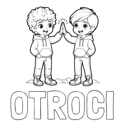 Online izdelana pobarvanka - Pobarvanka imena OTROCI in pobarvanka prijatlejev