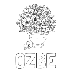 Online izdelana pobarvanka - Pobarvanka imena OŽBE in pobarvanka cvetja v vazi
