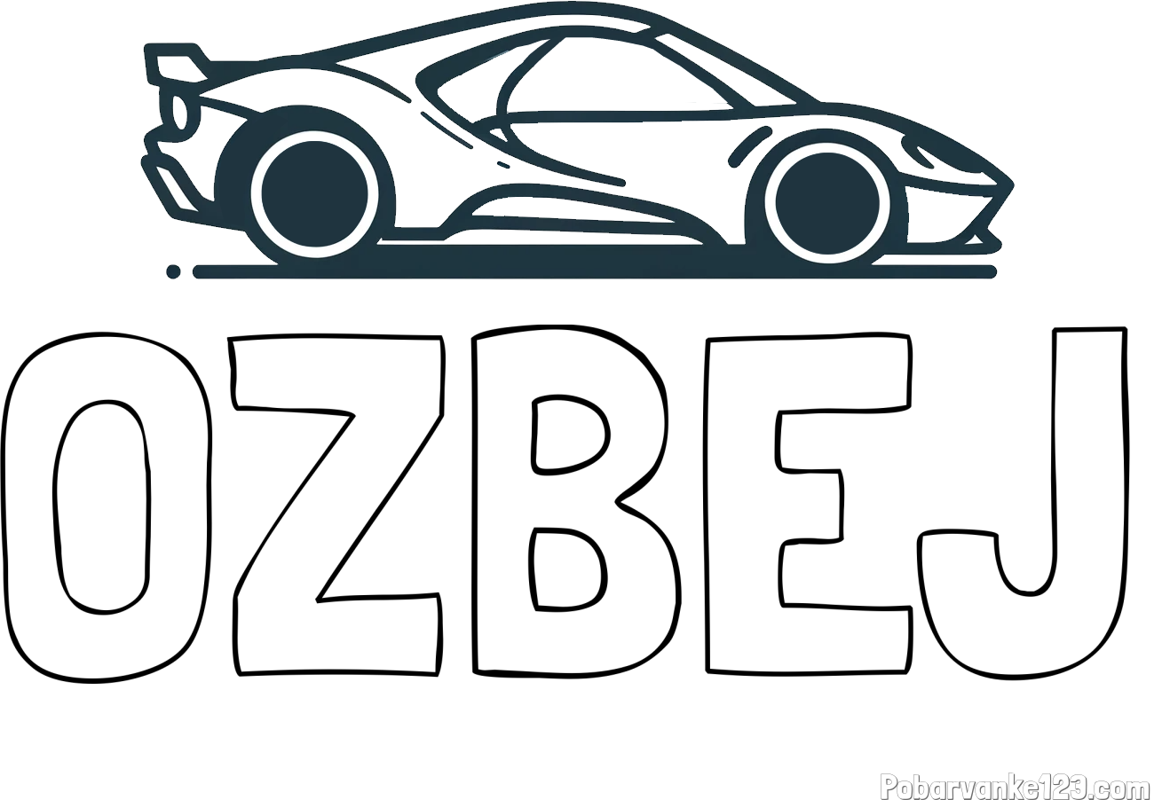Pobarvanka imena OŽBEJ in otroška pobarvanka dirkalnega avtomobila