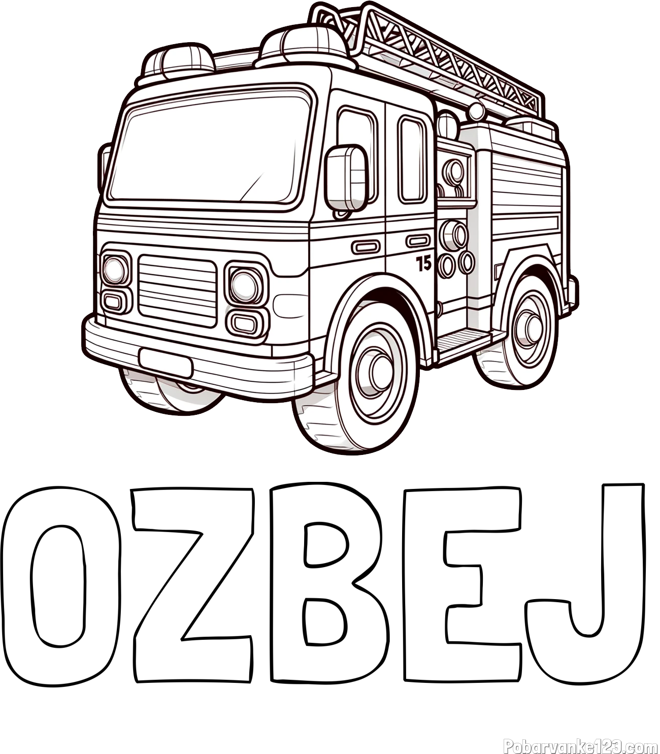 Pobarvanka imena OŽBEJ in otroška pobarvanka gasilskega avta