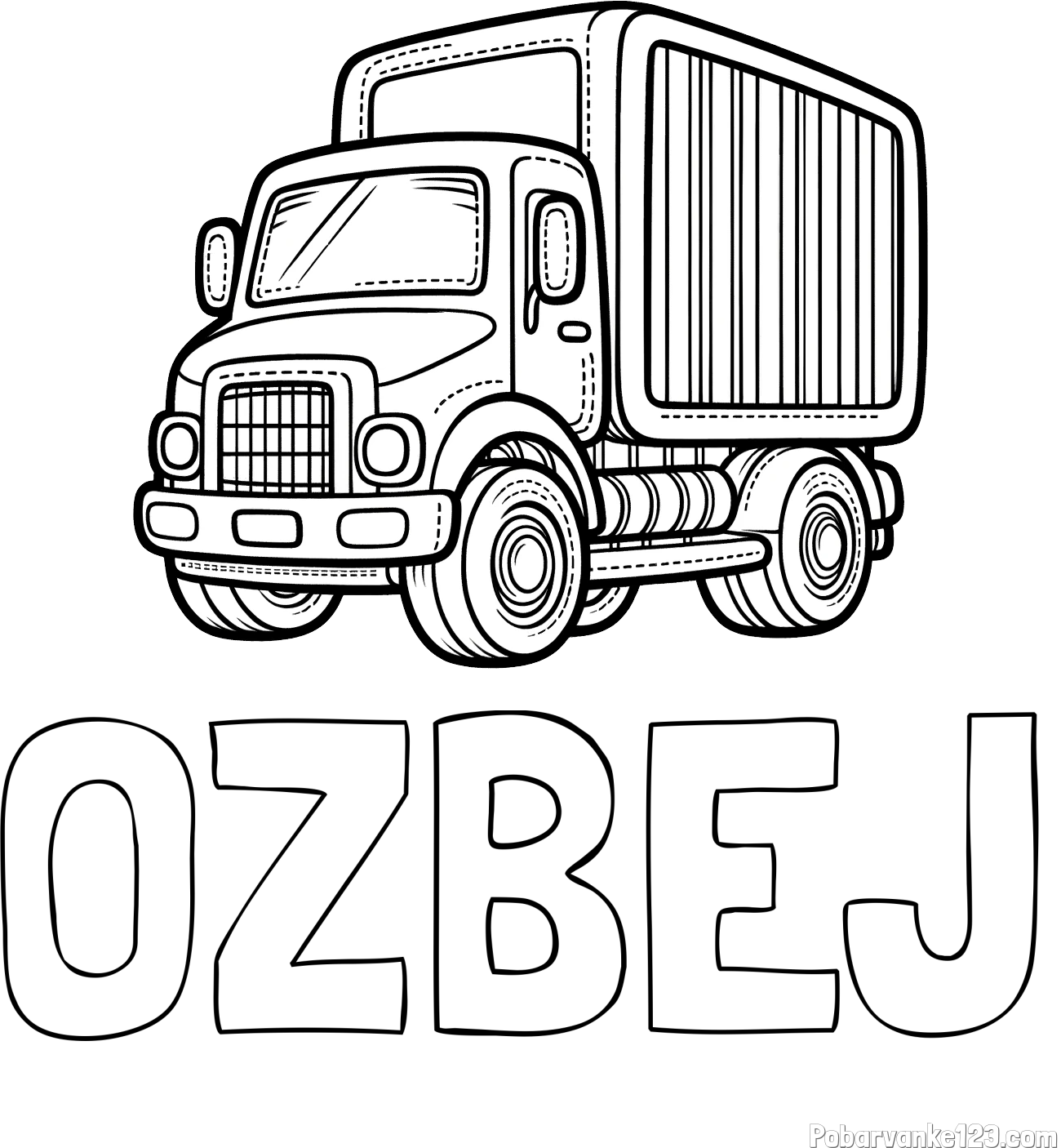 Pobarvanka imena OŽBEJ in pobarvanka majšega tovornjaka