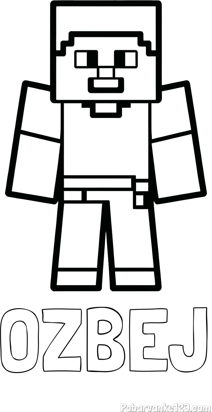 Pobarvanka imena OŽBEJ in pobarvanka Minecraft figurice