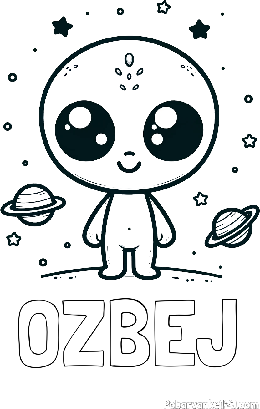 Pobarvanka imena OŽBEJ in pobarvanka vesoljec