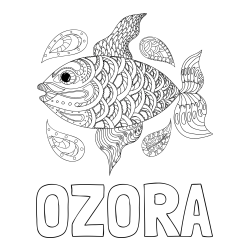 Online izdelana pobarvanka - Pobarvanka imena OZORA in pobarvanka pisane ribe
