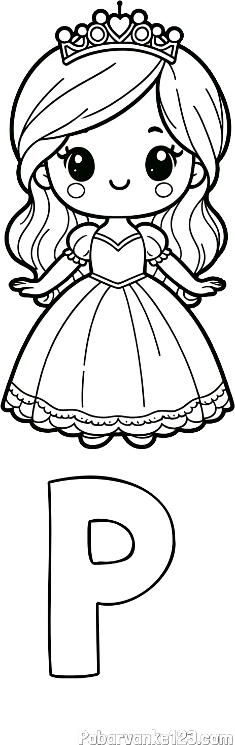Pobarvanka imena P in pobarvanka ljubke princeske