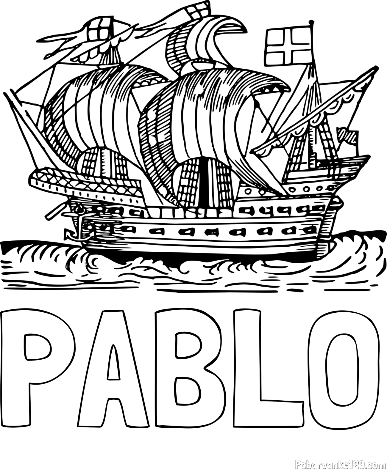 Pobarvanka imena PABLO in pobarvanka velike in stare ladje