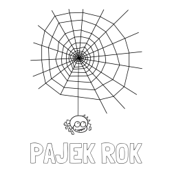 Online izdelana pobarvanka - Pobarvanka imena PAJEK ROK in pobarvanka pajkove mreže ter pajka