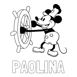 Online izdelana pobarvanka - Pobarvanka imena PAOLINA in pobarvanka Miki Miške (Mickey Mouse)