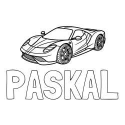 Online izdelana pobarvanka - Pobarvanka imena PASKAL in pobarvanka dirkalnega avtomobila