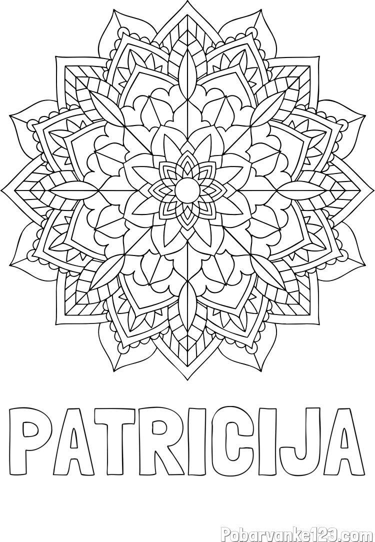 Pobarvanka imena PATRICIJA in Čudovita pobarvanka mendale