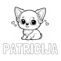 Pobarvanka imena PATRICIJA in pobarvanka čivave