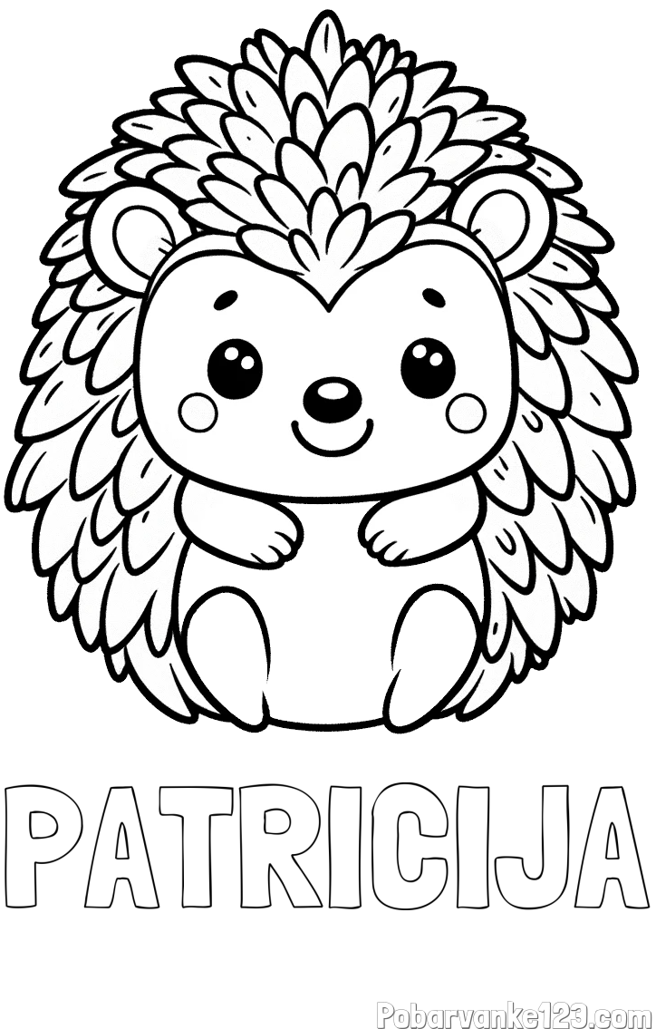 Pobarvanka imena PATRICIJA in pobarvanka prikupnega ježa