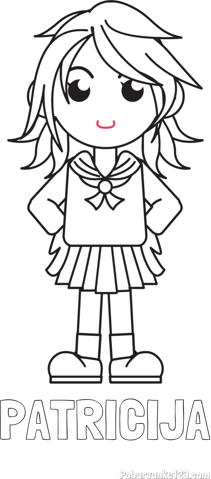 Pobarvanka imena PATRICIJA in pobarvanka šolarke