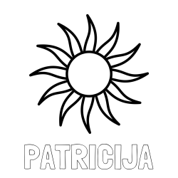 Online izdelana pobarvanka - Pobarvanka imena PATRICIJA in pobarvanka sončka