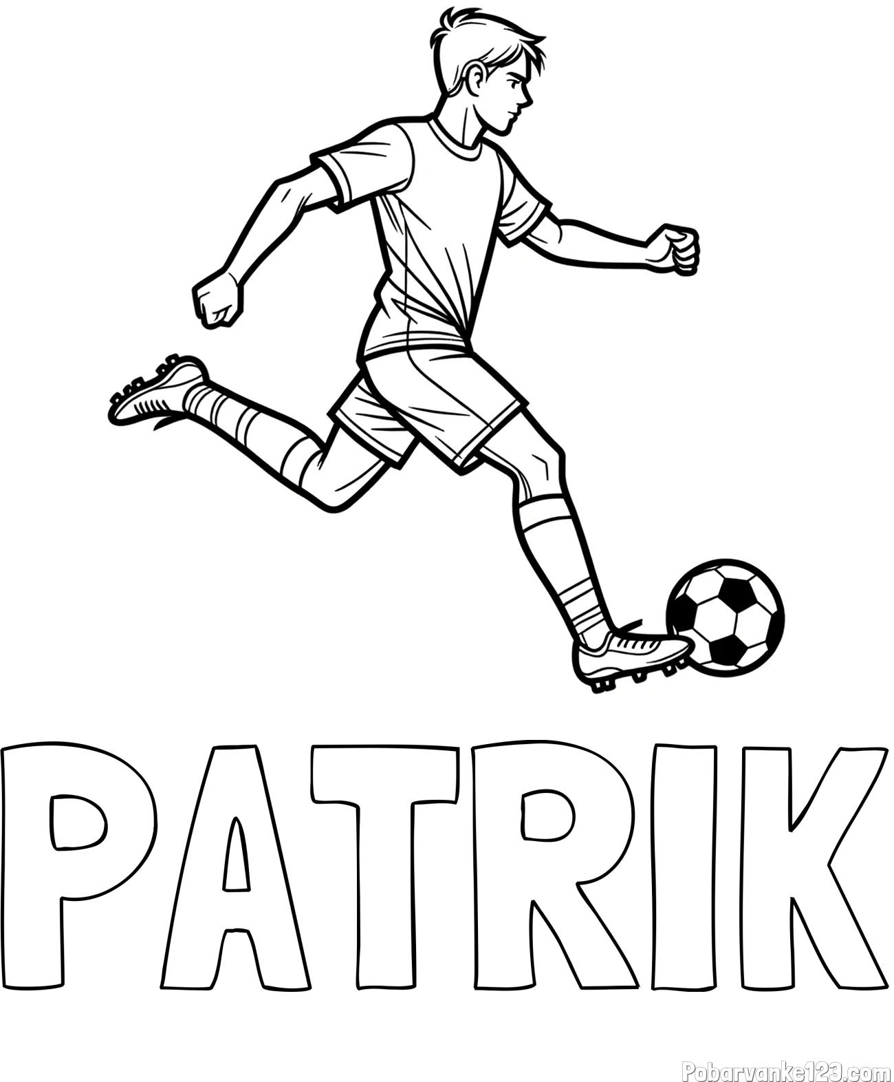 Pobarvanka imena PATRIK in pobarvanka nogometaša v napadu