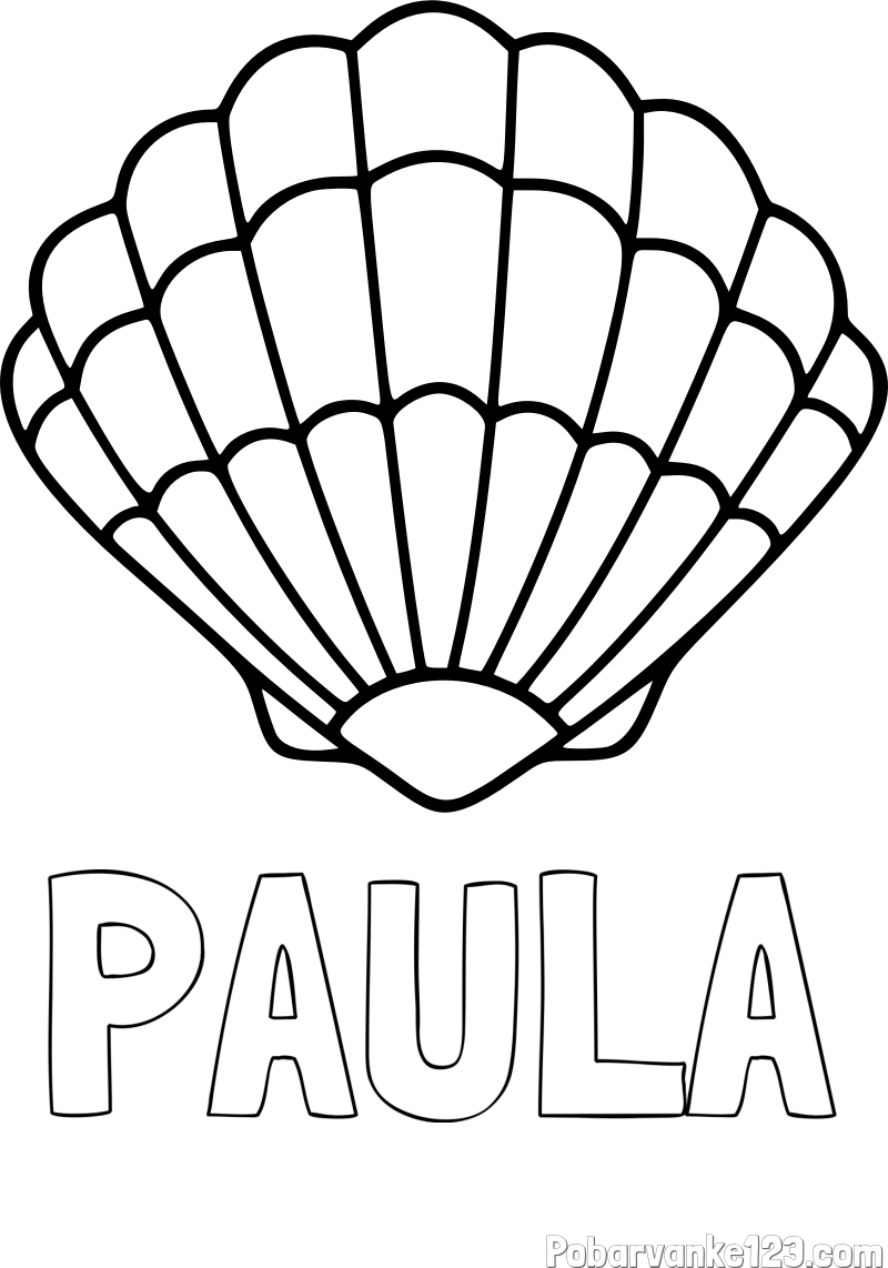 Pobarvanka imena PAULA in pobarvanka školjke