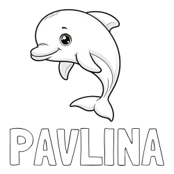 Pobarvanka imena PAVLINA in otroška pobarvanka ljubkega delfina