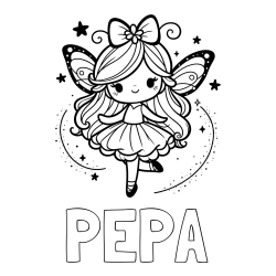 Online izdelana pobarvanka - Pobarvanka imena PEPA in ljubka čarobna vila