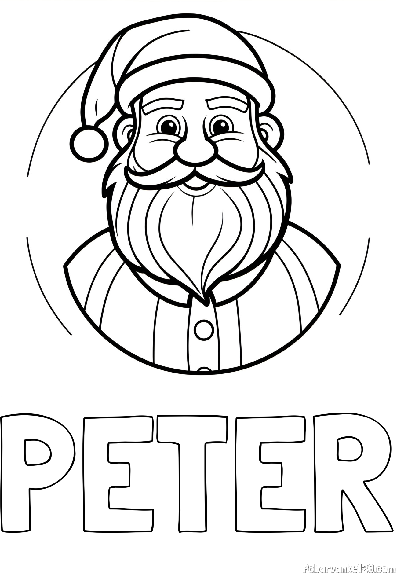 Pobarvanka imena PETER in otroška pobarvanka veselega Božička