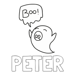 Online izdelana pobarvanka - Pobarvanka imena PETER in pobarvanka duhca z napisom Boo!