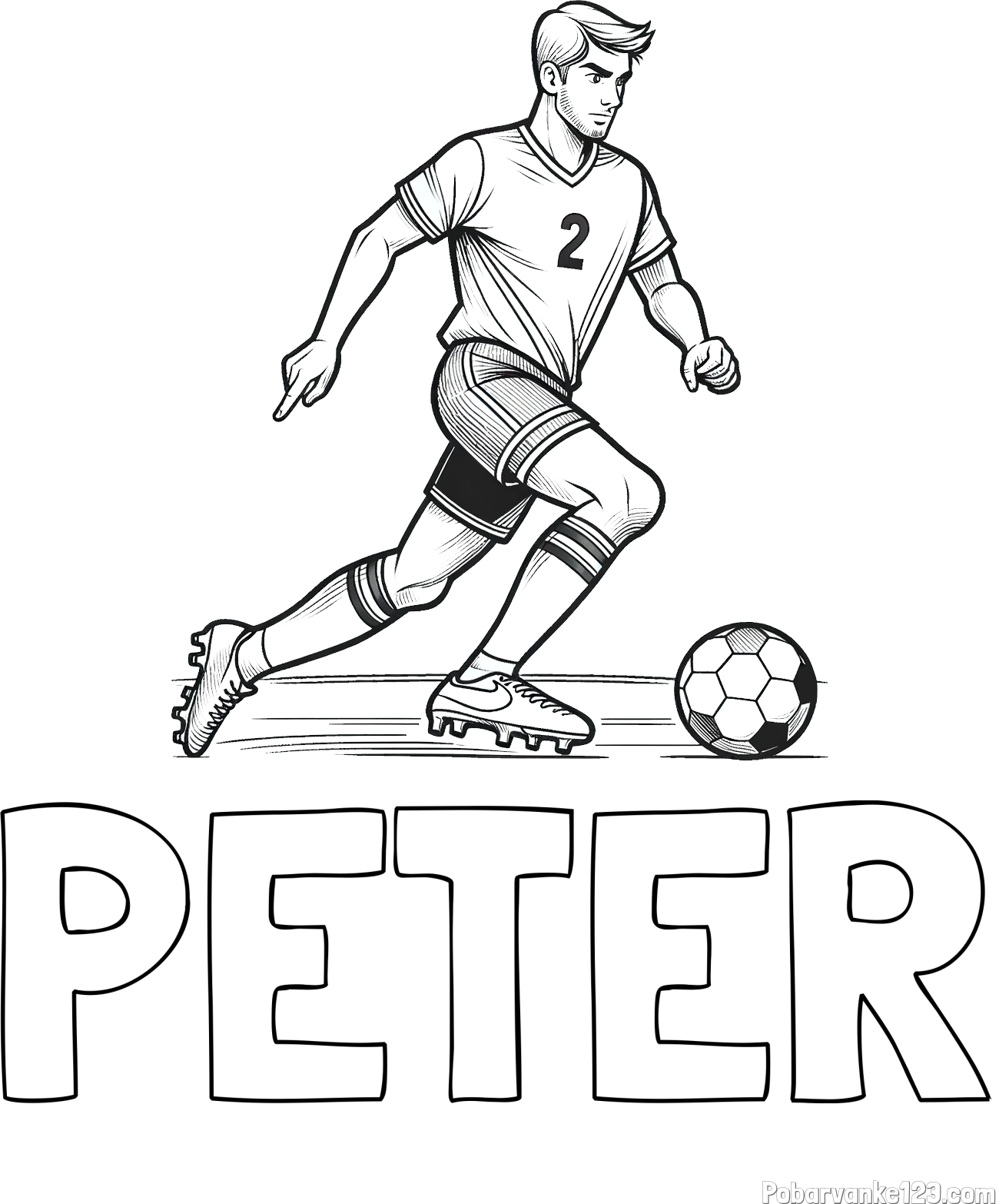 Pobarvanka imena PETER in pobarvanka nogometaša