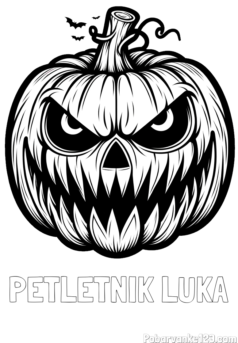 Pobarvanka imena PETLETNIK LUKA in pobarvanka zlobne buče za noč čarovnic
