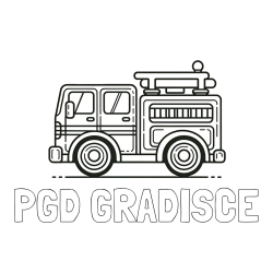 Online izdelana pobarvanka - Pobarvanka imena PGD GRADIŠČE in lepa pobarvnak gasilskega avta