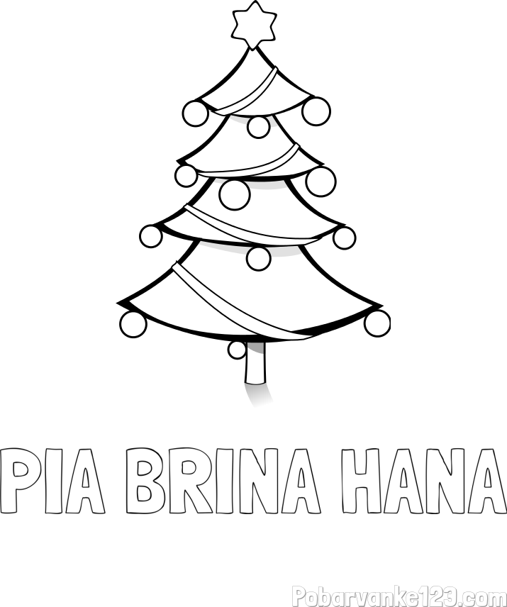 Pobarvanka imena PIA BRINA HANA in božična smreka