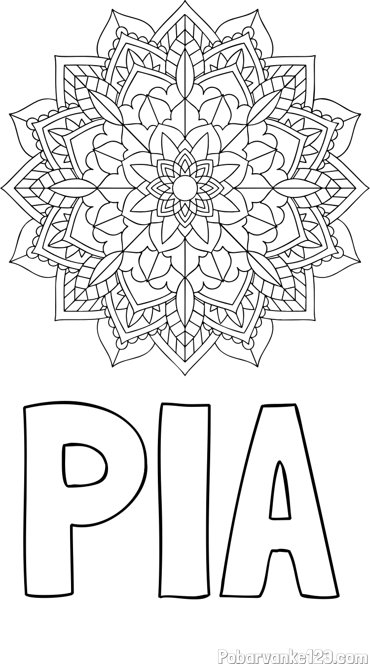 Pobarvanka imena PIA in Čudovita pobarvanka mendale