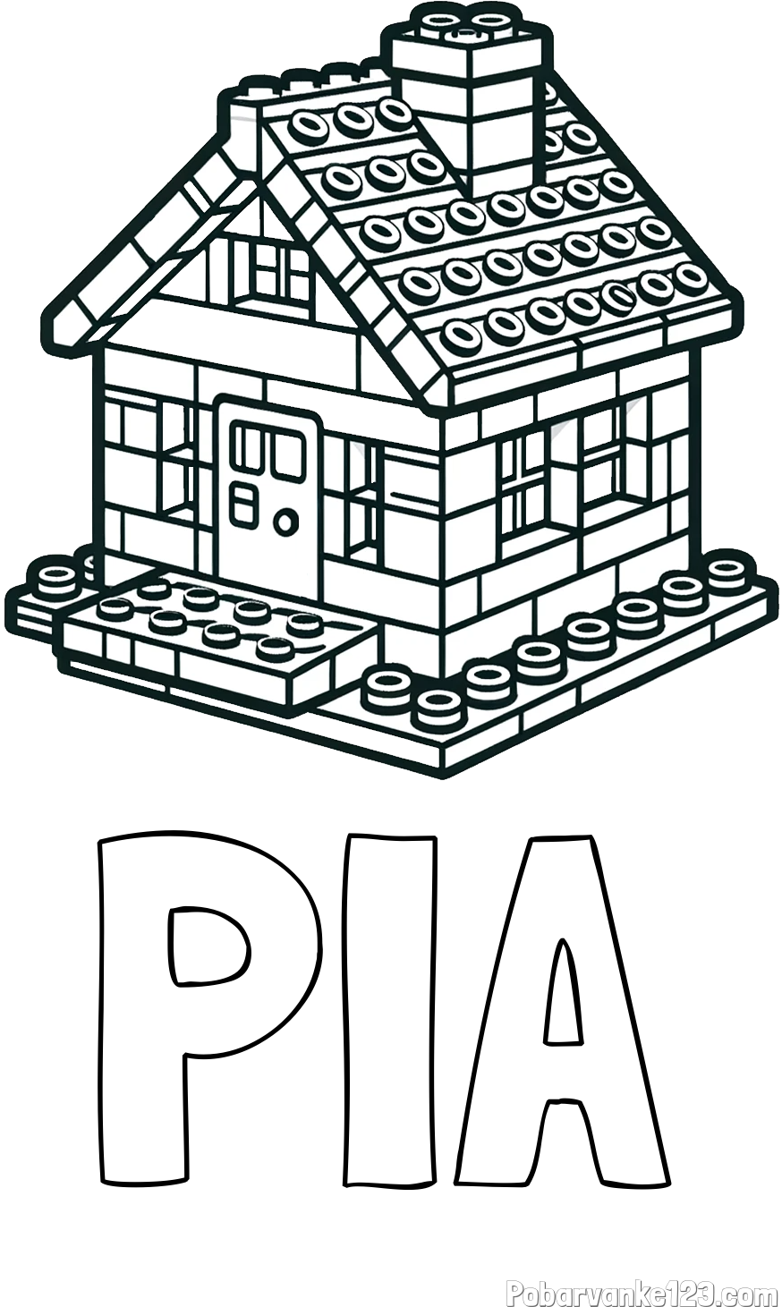 Pobarvanka imena PIA in pobarvanka LEGO hiške