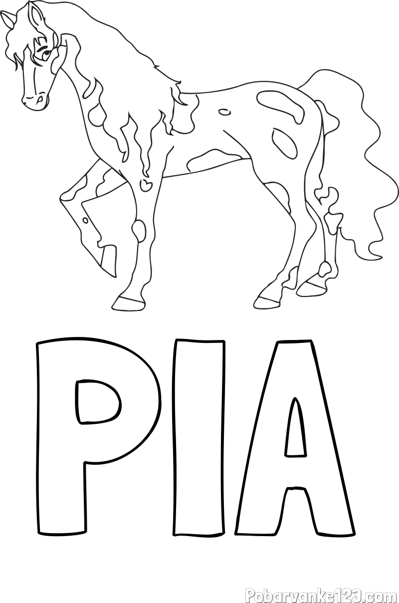 Pobarvanka imena PIA in pobarvanka lisastega konja