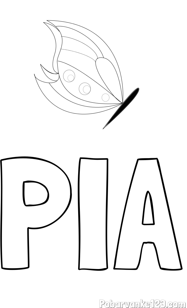 Pobarvanka imena PIA in pobarvanka metulj