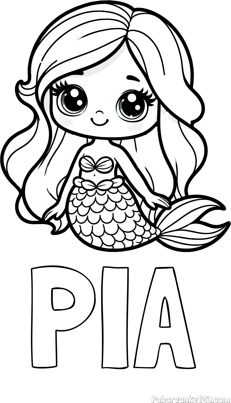 Pobarvanka imena PIA in pobarvanka prikupne morske deklice