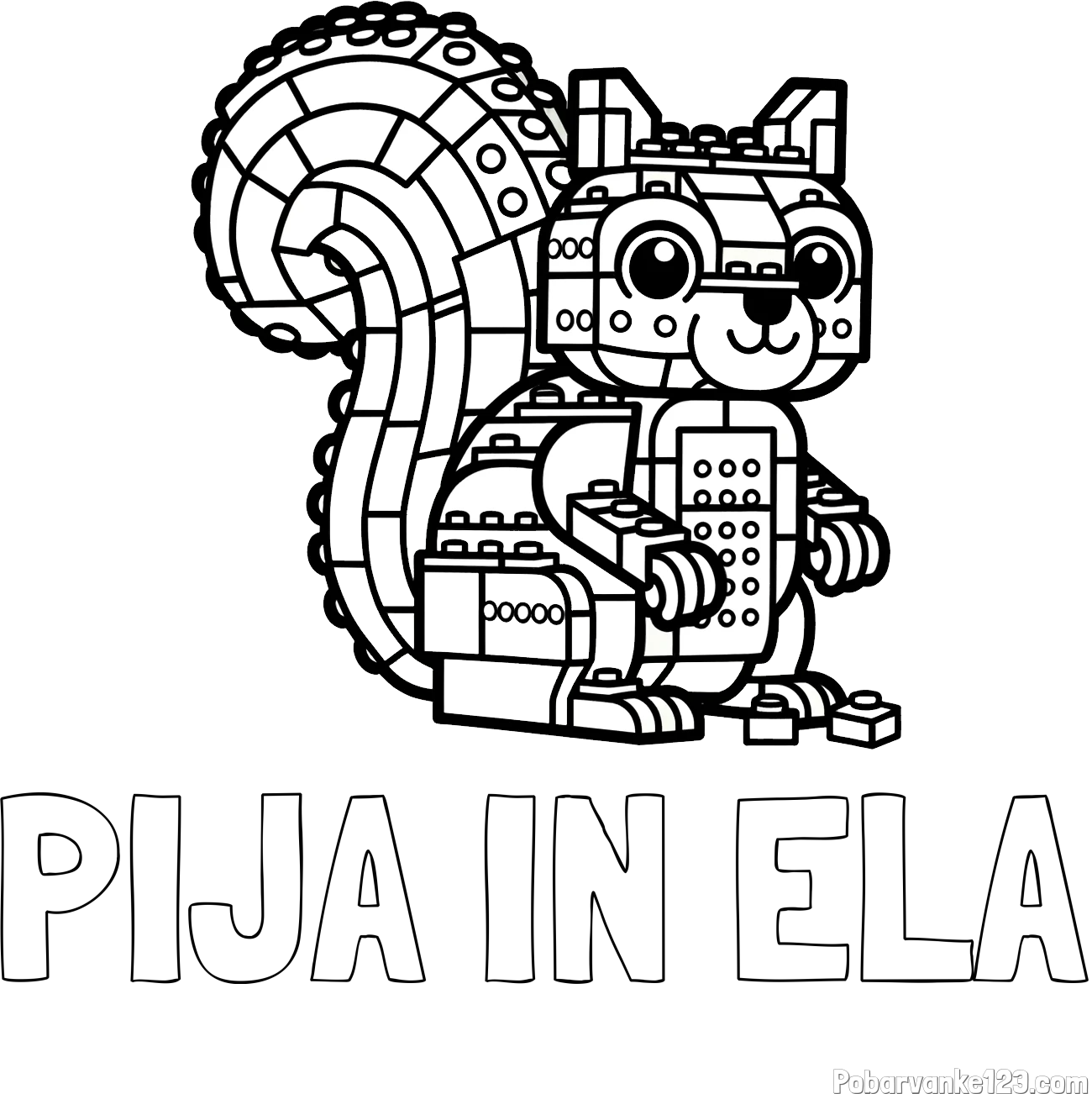 Pobarvanka imena PIJA IN ELA in pobarvanka LEGO veverice