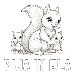 Online izdelana pobarvanka - Pobarvanka imena PIJA IN ELA in pobarvanka veveričje družine