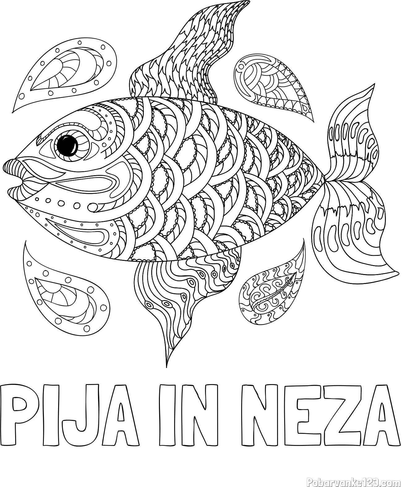 Pobarvanka imena PIJA IN NEŽA in pobarvanka pisane ribe