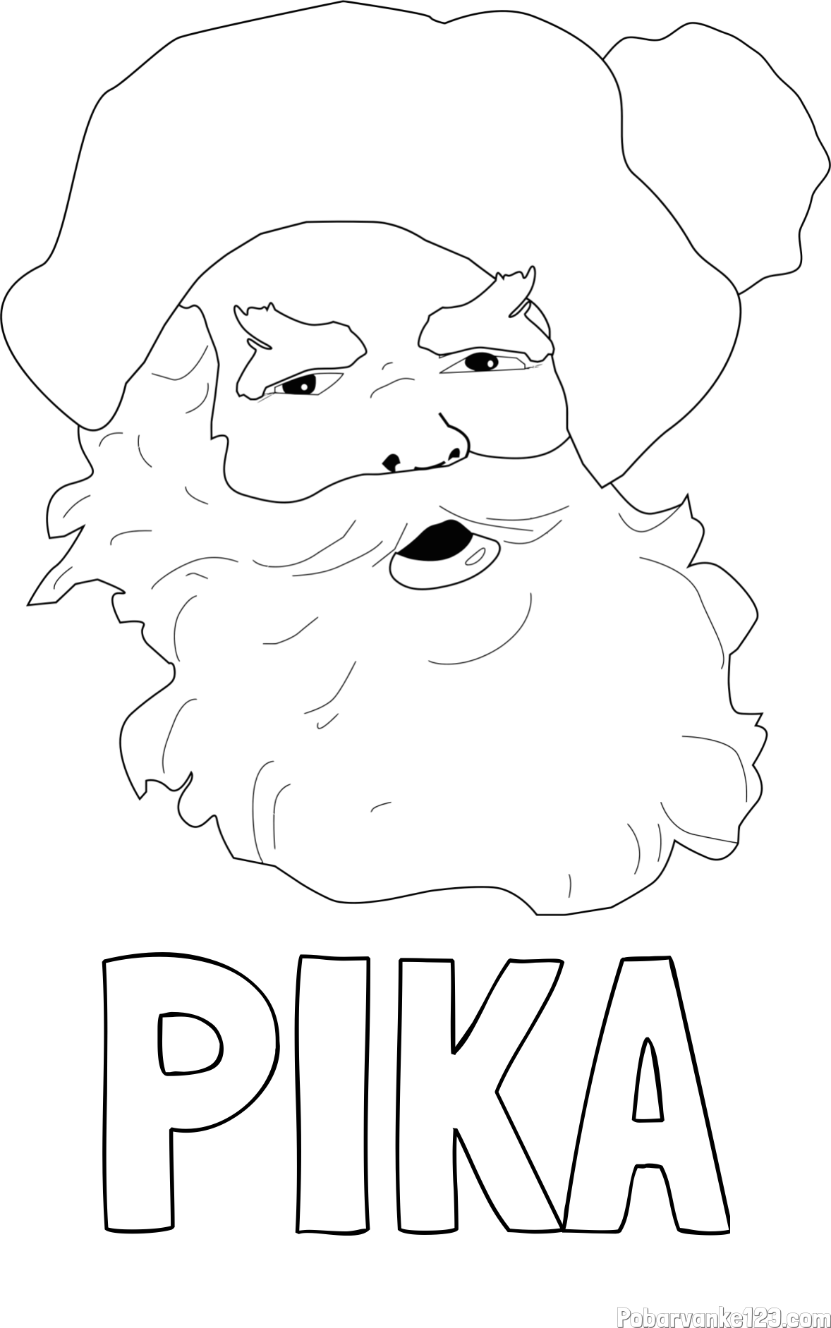 Pobarvanka imena PIKA in enostavna pobarvanka Božička