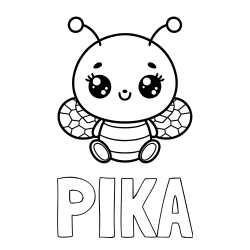 Pobarvanka imena PIKA in otroška pobarvanka ljubke čebele