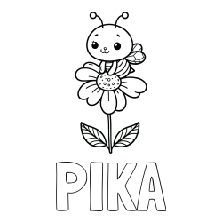 Pobarvanka imena PIKA in pobarvanka ljubke čebelice na roži