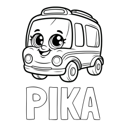 Pobarvanka imena PIKA in pobarvanka nasmejanega avtobusa