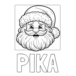 Online izdelana pobarvanka - Pobarvanka imena PIKA in pobarvanka nasmejanega Božička