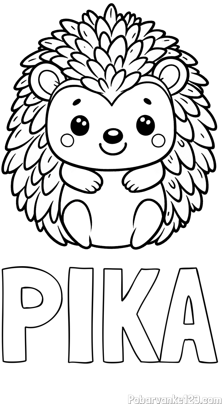 Pobarvanka imena PIKA in pobarvanka prikupnega ježa