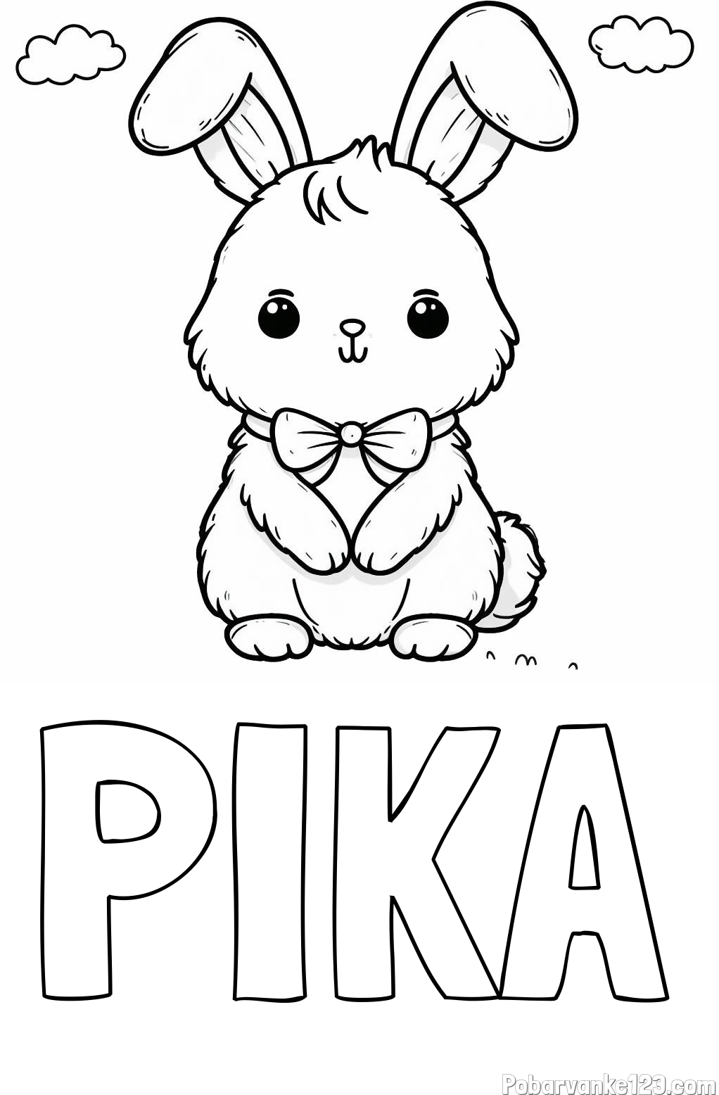 Pobarvanka imena PIKA in pobarvanka prikupnega zajčka