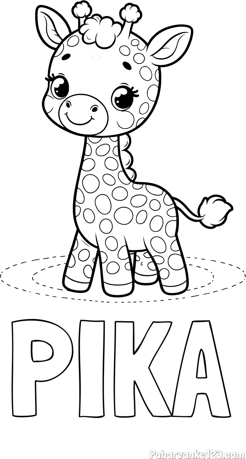 Pobarvanka imena PIKA in pobarvanka žirafe