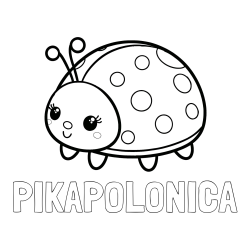 Online izdelana pobarvanka - Pobarvanka imena PIKAPOLONICA in pobarvanka ljubke pikapolonice